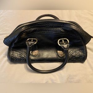 Authentic Gucci black leather satchel bag